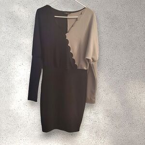 Shein black and gray scalloped dress